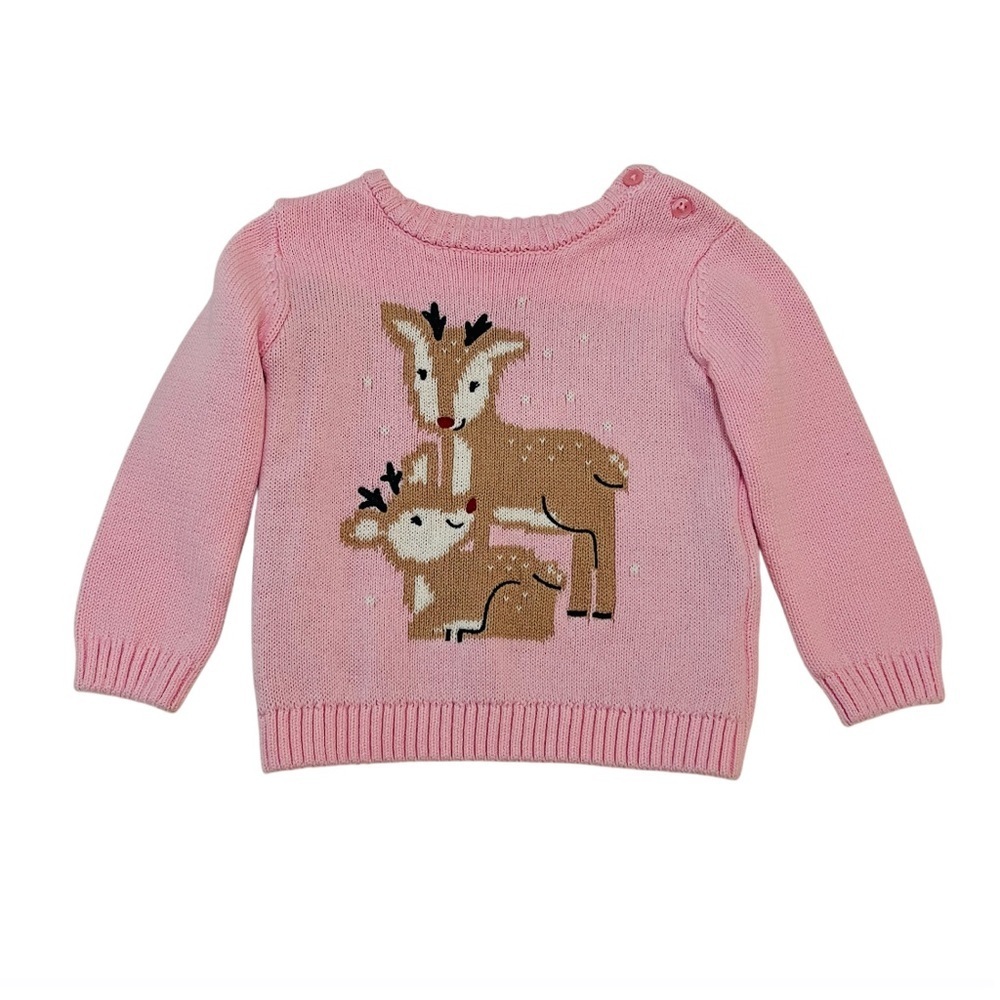 Pink Kids Sweater with Deer Design